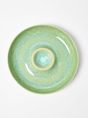 Oliver Bonas Green Kela Ceramic Chip & Dip Serving Bowl - Image 3 of 4