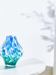 Oliver Bonas Blue Danza Speckle Glass Vase - Image 1 of 4