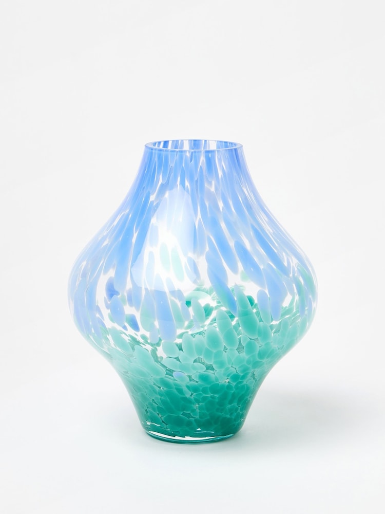 Oliver Bonas Blue Danza Speckle Glass Vase - Image 2 of 4