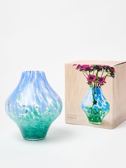 Oliver Bonas Blue Danza Speckle Glass Vase - Image 3 of 4