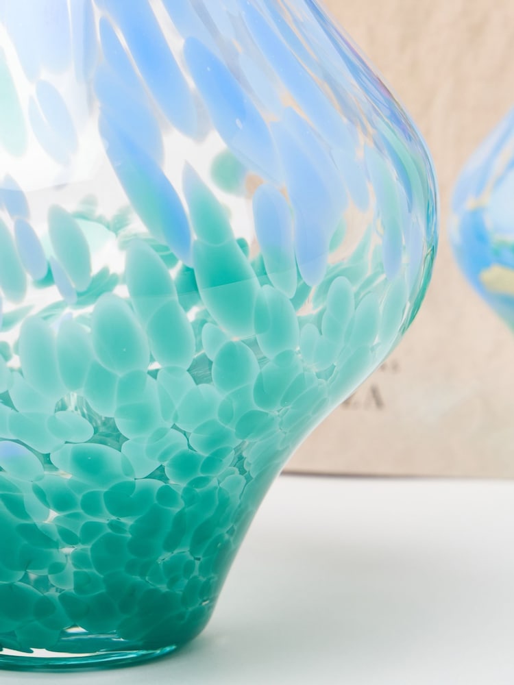 Oliver Bonas Blue Danza Speckle Glass Vase - Image 4 of 4