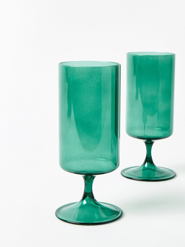 Oliver Bonas Set of 4 Green Bibi Glass Tumblers - Image 4 of 4