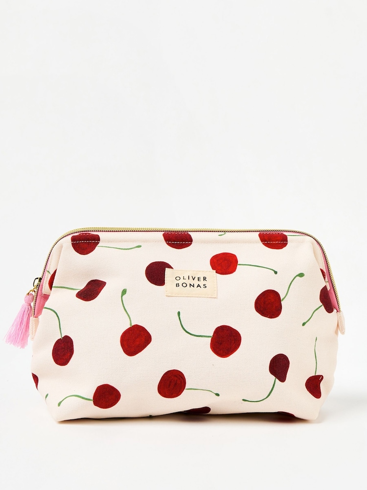 Oliver Bonas Red Cherries Make Up Bag - Image 1 of 4 Oliver Bonas Red Cherries Make Up Bag - Image 1 of 4