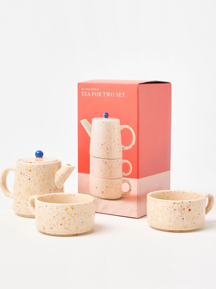 Oliver Bonas Multi Speckle Ceramic Stacking Mug Tea Set - Image 1 of 4