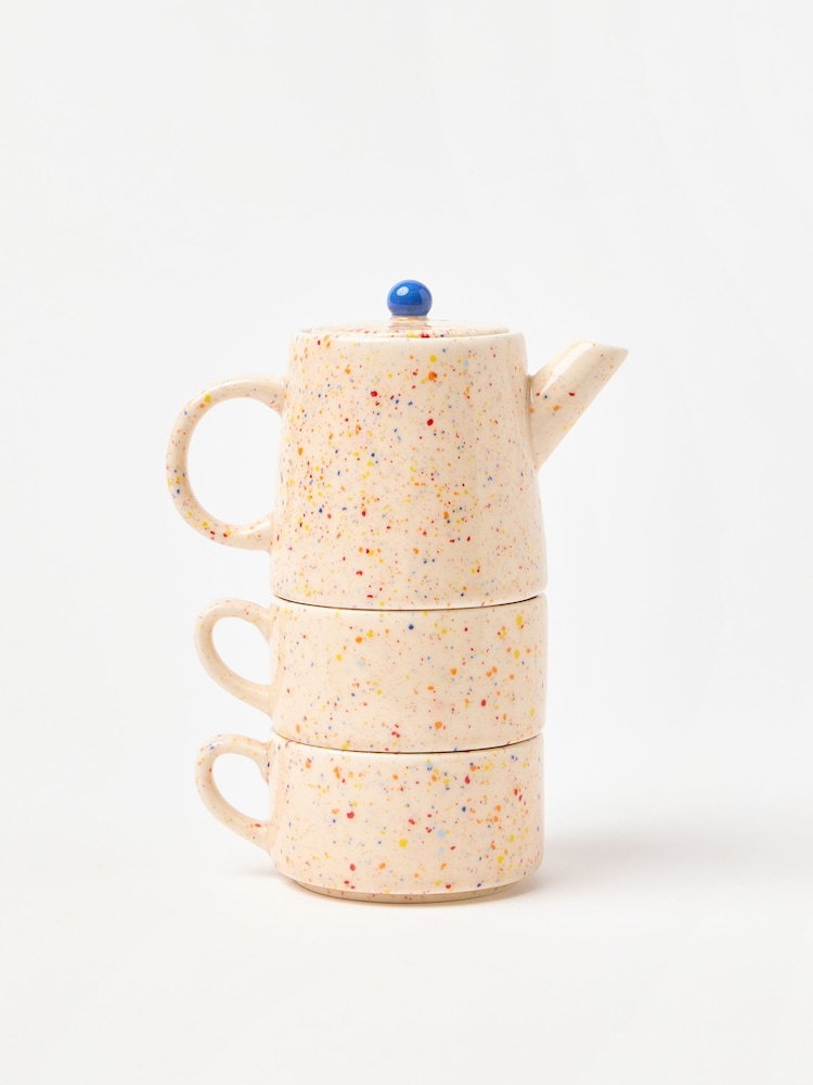 Oliver Bonas Multi Speckle Ceramic Stacking Mug Tea Set - Image 2 of 4