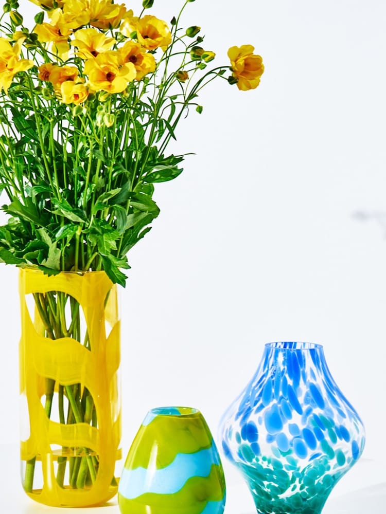 Oliver Bonas Yellow Mkali Swirl Glass Vase - Image 1 of 4 Oliver Bonas Yellow Mkali Swirl Glass Vase - Image 1 of 4
