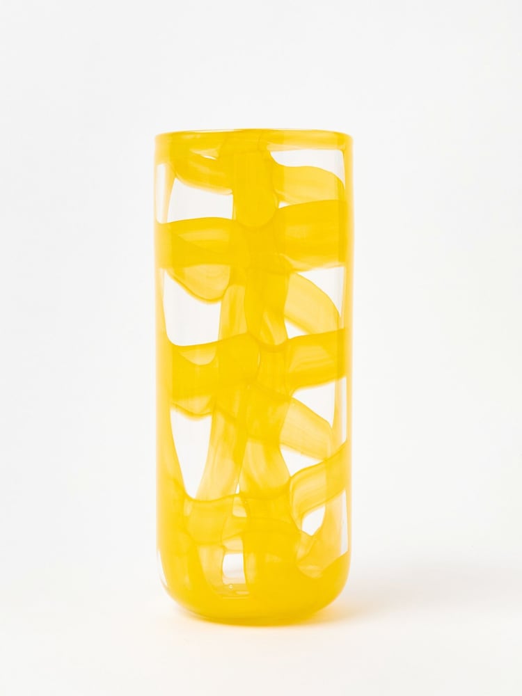 Oliver Bonas Yellow Mkali Swirl Glass Vase - Image 2 of 4 Oliver Bonas Yellow Mkali Swirl Glass Vase - Image 2 of 4