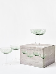 Oliver Bonas Green Elena Swirl Champagne Saucers Set of Four - Image 1 of 4