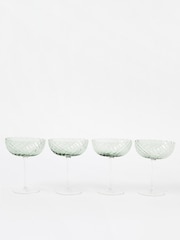 Oliver Bonas Green Elena Swirl Champagne Saucers Set of Four - Image 2 of 4