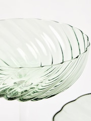 Oliver Bonas Green Elena Swirl Champagne Saucers Set of Four - Image 3 of 4