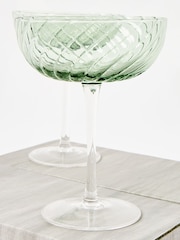 Oliver Bonas Green Elena Swirl Champagne Saucers Set of Four - Image 4 of 4