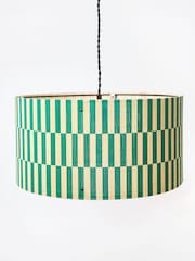 Oliver Bonas Printed Ena Chequerboard Bamboo Drum Lamp Shade - Image 1 of 4