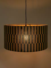 Oliver Bonas Printed Ena Chequerboard Bamboo Drum Lamp Shade - Image 2 of 4