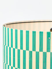 Oliver Bonas Printed Ena Chequerboard Bamboo Drum Lamp Shade - Image 3 of 4