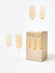 Oliver Bonas Set of 4 Lustre Elena Swirl Champagne Flutes - Image 1 of 4