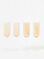 Oliver Bonas Set of 4 Lustre Elena Swirl Champagne Flutes - Image 2 of 4