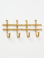 Oliver Bonas Gold Bamboo Metal Wall Storage Hooks - Image 2 of 4