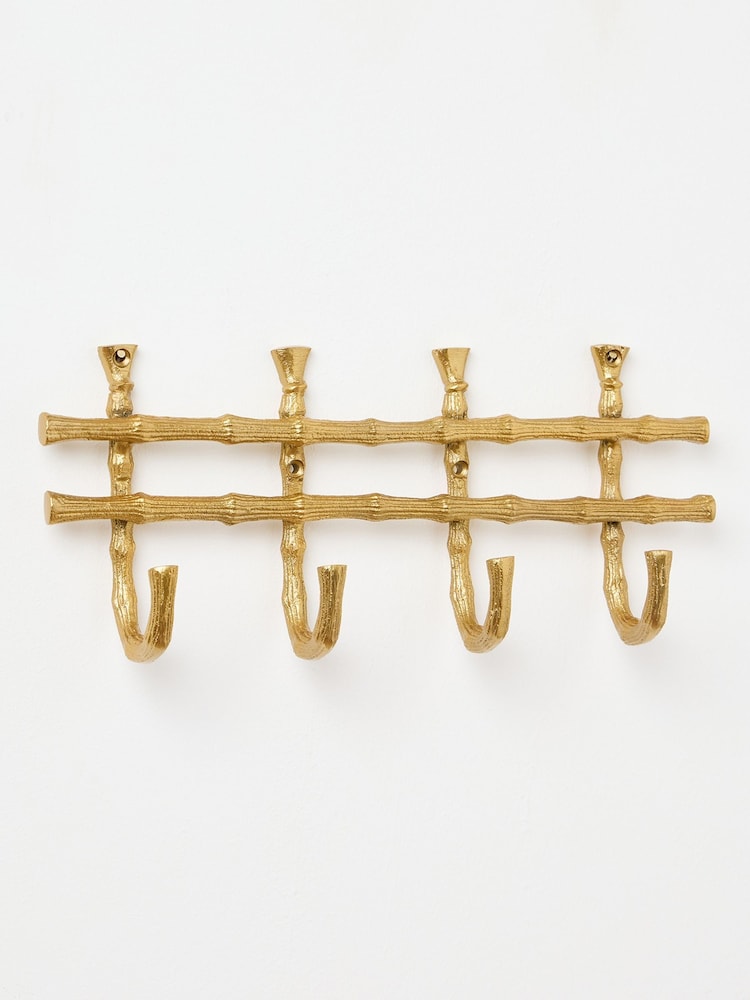 Oliver Bonas Gold Bamboo Metal Wall Storage Hooks - Image 2 of 4