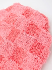 Oliver Bonas Pink Chequerboard Faux Fur Hot Water Bottle - Image 4 of 4