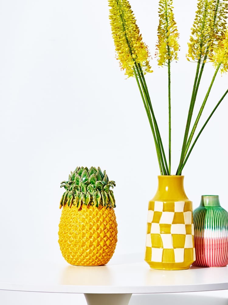 Oliver Bonas Yellow Ceramic Pineapple Vase - Image 1 of 4