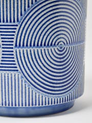 Oliver Bonas Blue Cerchio Embossed Ceramic Plant Pot Extra Large - Image 4 of 4