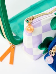 Oliver Bonas Multi Flower Chequerboard Make Up Bags Set of Three - Image 4 of 4