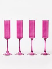 Oliver Bonas Set of 4 Pink Bibi Glass Champagne Flutes - Image 3 of 4