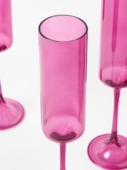 Oliver Bonas Set of 4 Pink Bibi Glass Champagne Flutes - Image 4 of 4