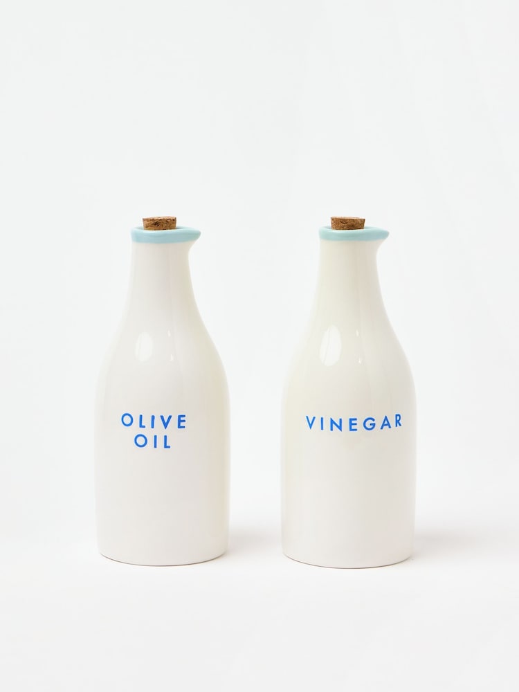 Oliver Bonas Multi Ceramic Olive Oil & Vinegar Bottles Set of 2 - Image 1 of 4