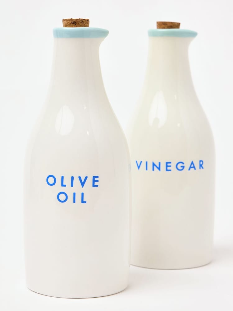 Oliver Bonas Multi Ceramic Olive Oil & Vinegar Bottles Set of 2 - Image 4 of 4