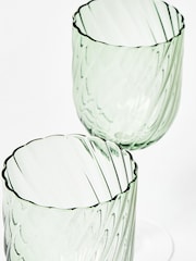 Oliver Bonas Green Elena Swirl Glass Wine Glasses Set of 4 - Image 2 of 4