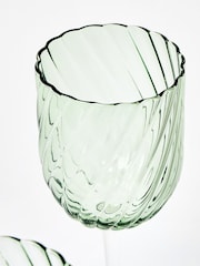 Oliver Bonas Green Elena Swirl Glass Wine Glasses Set of 4 - Image 3 of 4