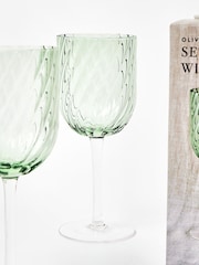 Oliver Bonas Green Elena Swirl Glass Wine Glasses Set of 4 - Image 4 of 4