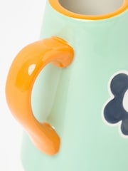 Oliver Bonas Green Daisy Ceramic Garden Watering Can - Image 3 of 4