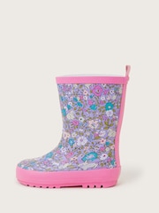 Monsoon Pink Floral Bunny Print Wellies - Image 3 of 4