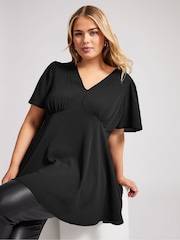 Yours Curve London V-Neck Angel Sleeve Blouse - Image 1 of 5