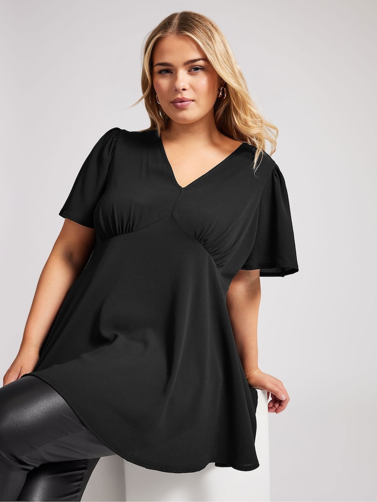Yours Curve London V-Neck Angel Sleeve Blouse - Image 1 of 5