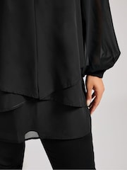 Yours Curve Black London Bellow Long Sleeve Layered Blouse - Image 5 of 6