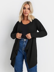 Yours Curve Black Waterfall Cardigan - Image 1 of 5
