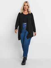 Yours Curve Black Waterfall Cardigan - Image 2 of 5