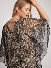 Yours Curve Black London Metallic Cape Sleeve Top - Image 5 of 6