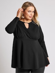 Yours Curve Black London Keyhole Top - Image 1 of 5