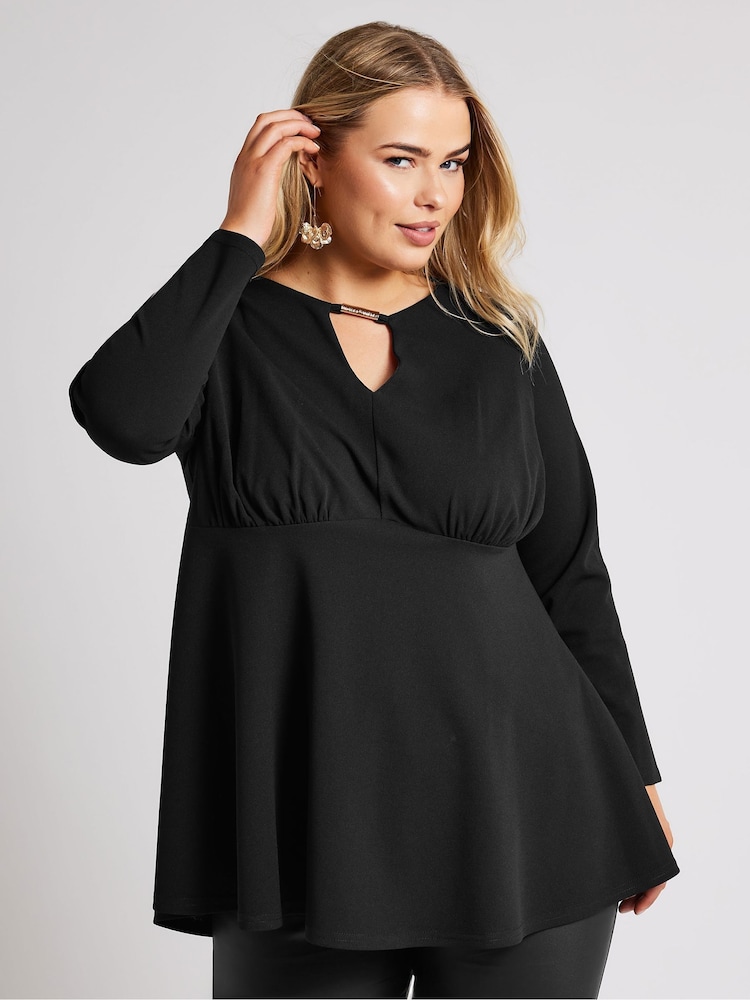 Yours Curve Black London Keyhole Top - Image 1 of 5