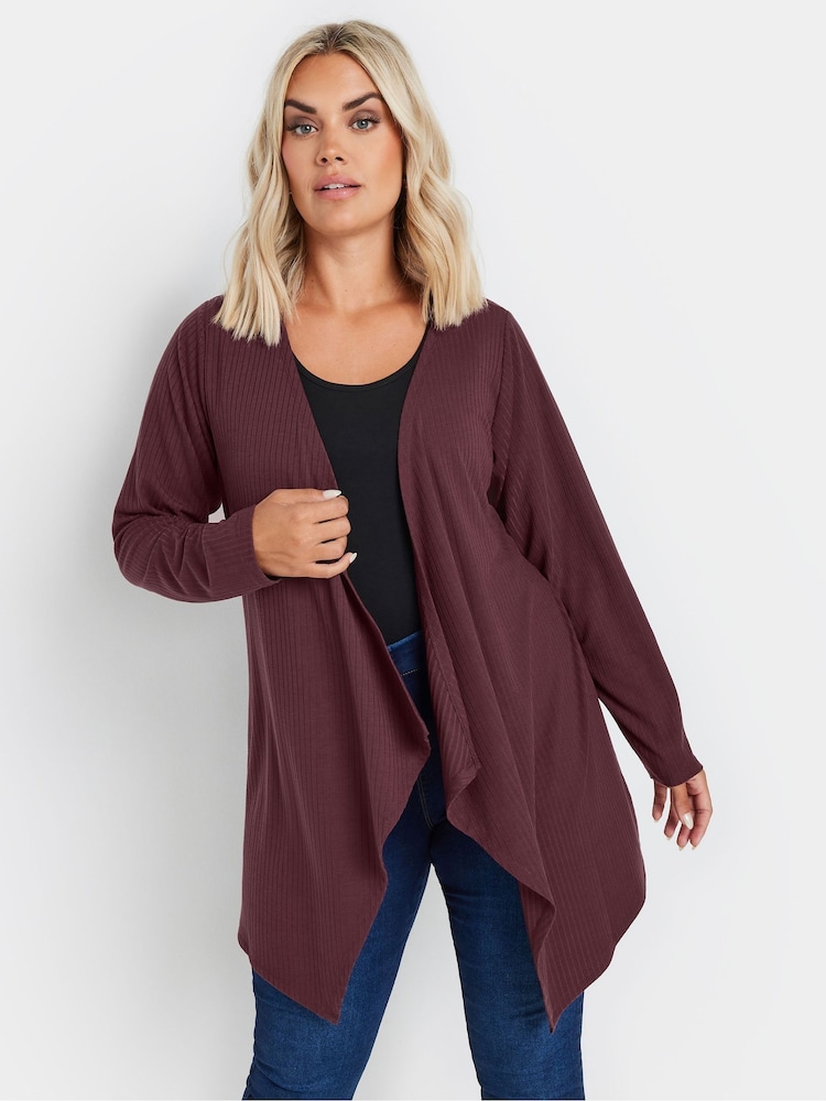 Yours Curve Purple Waterfall Cardigan - Image 1 of 5