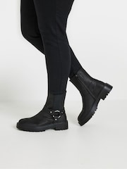 Yours Curve Black Extra Wide Fit Extra Wide Fit Chunky Biker Chelsea Boots - Image 1 of 5
