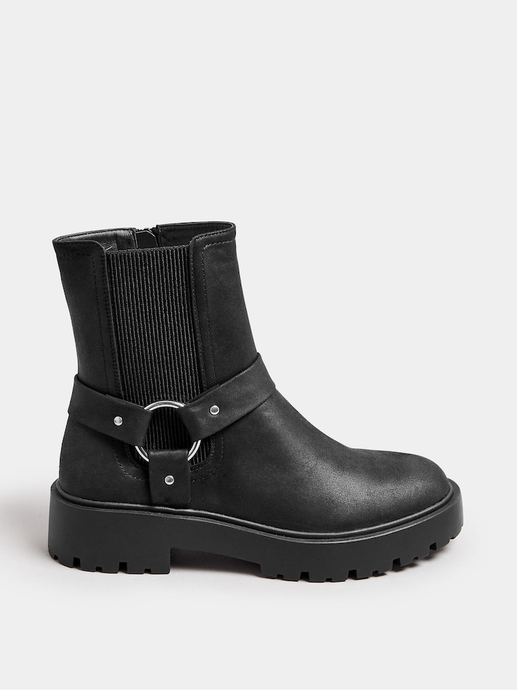 Yours Curve Black Extra Wide Fit Extra Wide Fit Chunky Biker Chelsea Boots - Image 2 of 5