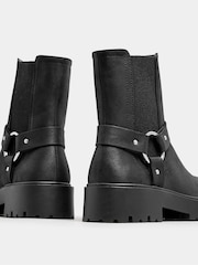 Yours Curve Black Extra Wide Fit Extra Wide Fit Chunky Biker Chelsea Boots - Image 4 of 5