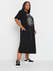 Yours Curve Black 100% Cotton Throw On Dress - Image 1 of 5