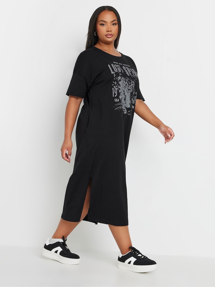 Yours Curve Black 100% Cotton Throw On Dress - Image 2 of 5