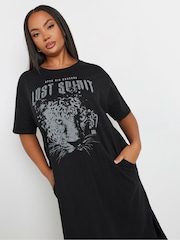 Yours Curve Black 100% Cotton Throw On Dress - Image 4 of 5